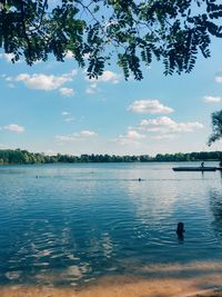 Scenic view of lake against sky