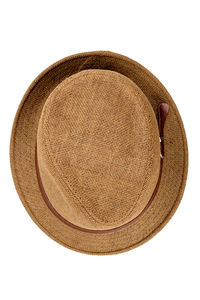 Close-up of hat against white background
