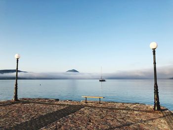 Morning mist rolling over mediterranean sea