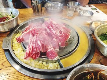High angle view of food on table