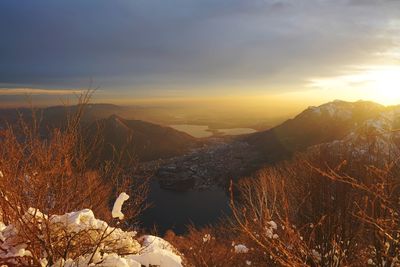 Scenic view of landscape against sky during sunset