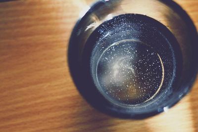 High angle view of drink on table