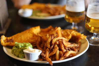 Close-up of food in plate on table