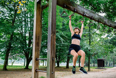 Woman exercising at park
