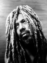 Close-up of man with dreadlocks