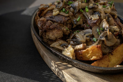 Close-up of food in plate on table