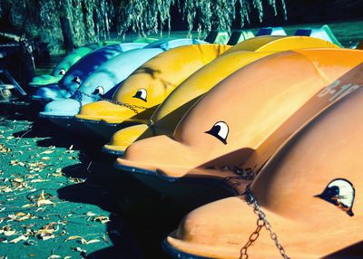 High angle view of yellow floating on water