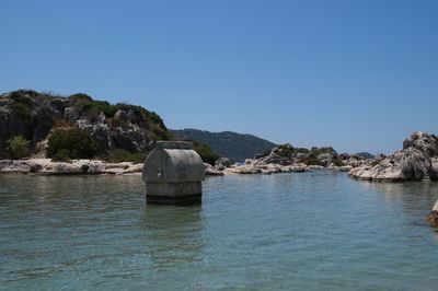 Scenic view of sea against clear sky