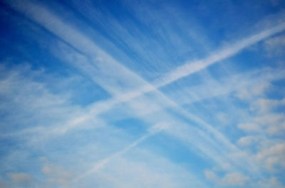 Low angle view of vapor trail in sky