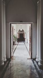 Empty corridor along walls