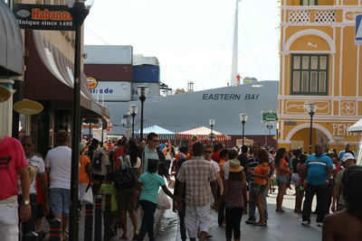 People on street in city