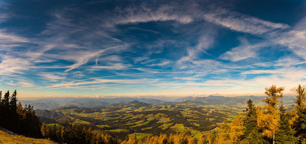 Scenic view of landscape against sky during sunset