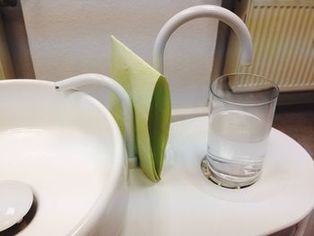 Close-up of plate on dentist table