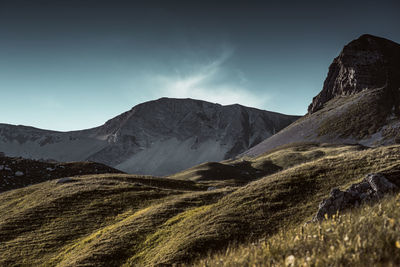 Scenic view of mountains against sky