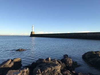 View of lighthouse at seaside