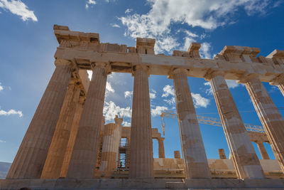 Lateral view of the eastern part of the parthenon in the acropolis, athens, greece