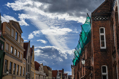 Low angle view of buildings in city