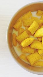 High angle view of soup in bowl