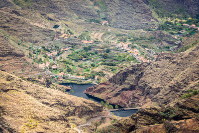 High angle view of river amidst trees