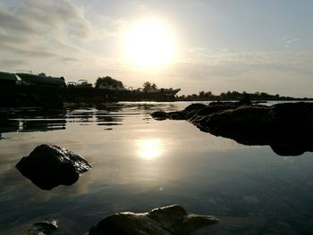 Scenic view of sunset over river