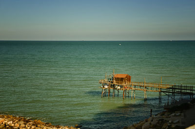 Scenic view of sea against blue sky