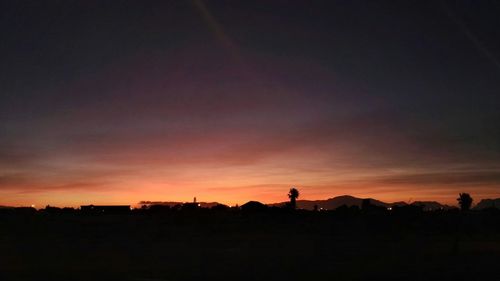 Silhouette landscape at sunset