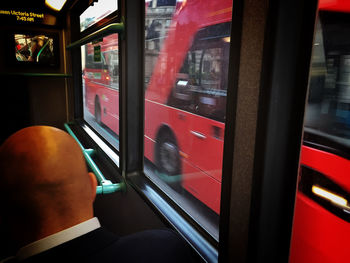 Close-up of train window