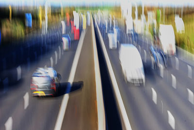 High angle view of cars on road