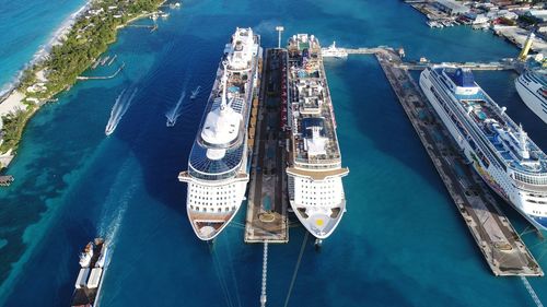 Aerial view of cruise in sea