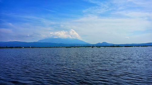 Scenic view of sea against blue sky