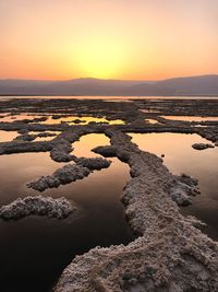 Scenic view of sea against sky at sunset