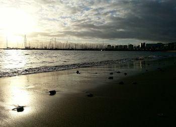 Scenic view of sea against cloudy sky