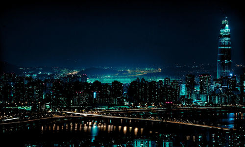 Illuminated city at night