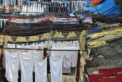 Clothes drying on clothesline outdoors