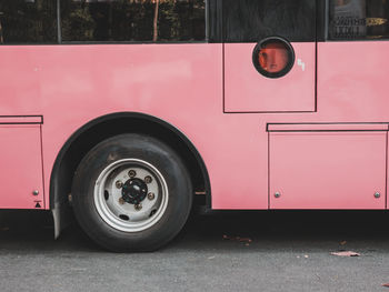 Vintage car on red door