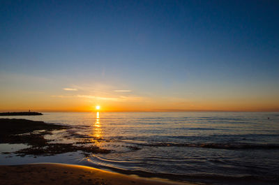 Scenic view of sea against sky at sunset