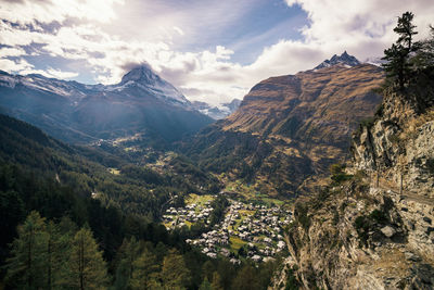 Scenic view of mountains against sky