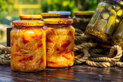 Close-up of food on table