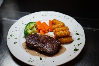 Close-up of meal served in plate