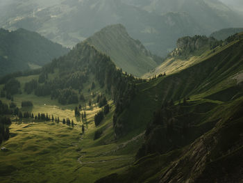 High angle view of mountain range