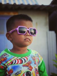 Portrait of boy wearing sunglasses