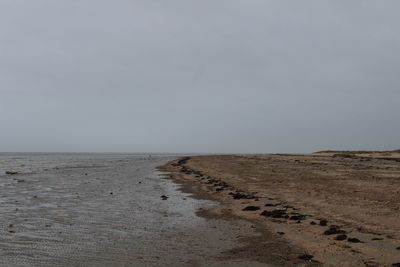 Scenic view of beach against clear sky