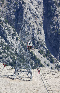 Overhead cable car in mountains