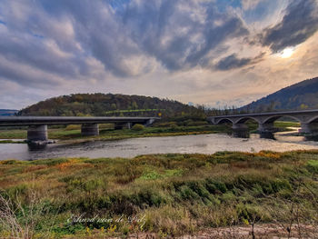 Bridge over land against sky