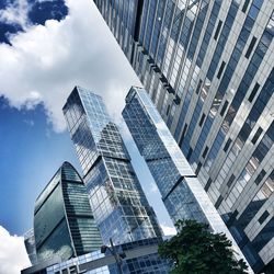 Low angle view of modern building against sky