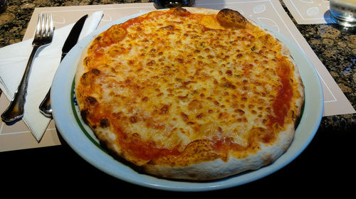 High angle view of food in plate