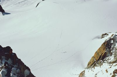 Scenic view of snow covered mountains