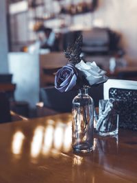 Close-up of glass vase on table