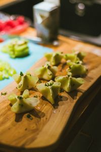 Close-up of chopped vegetables on cutting board