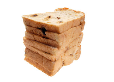 Close-up of stack against white background